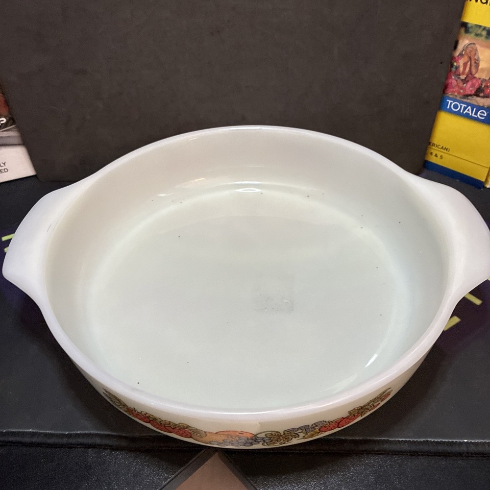 Anchor Hocking Fire King Nature's Bounty Fruit Harvest 429 Round 9" Pie Plate